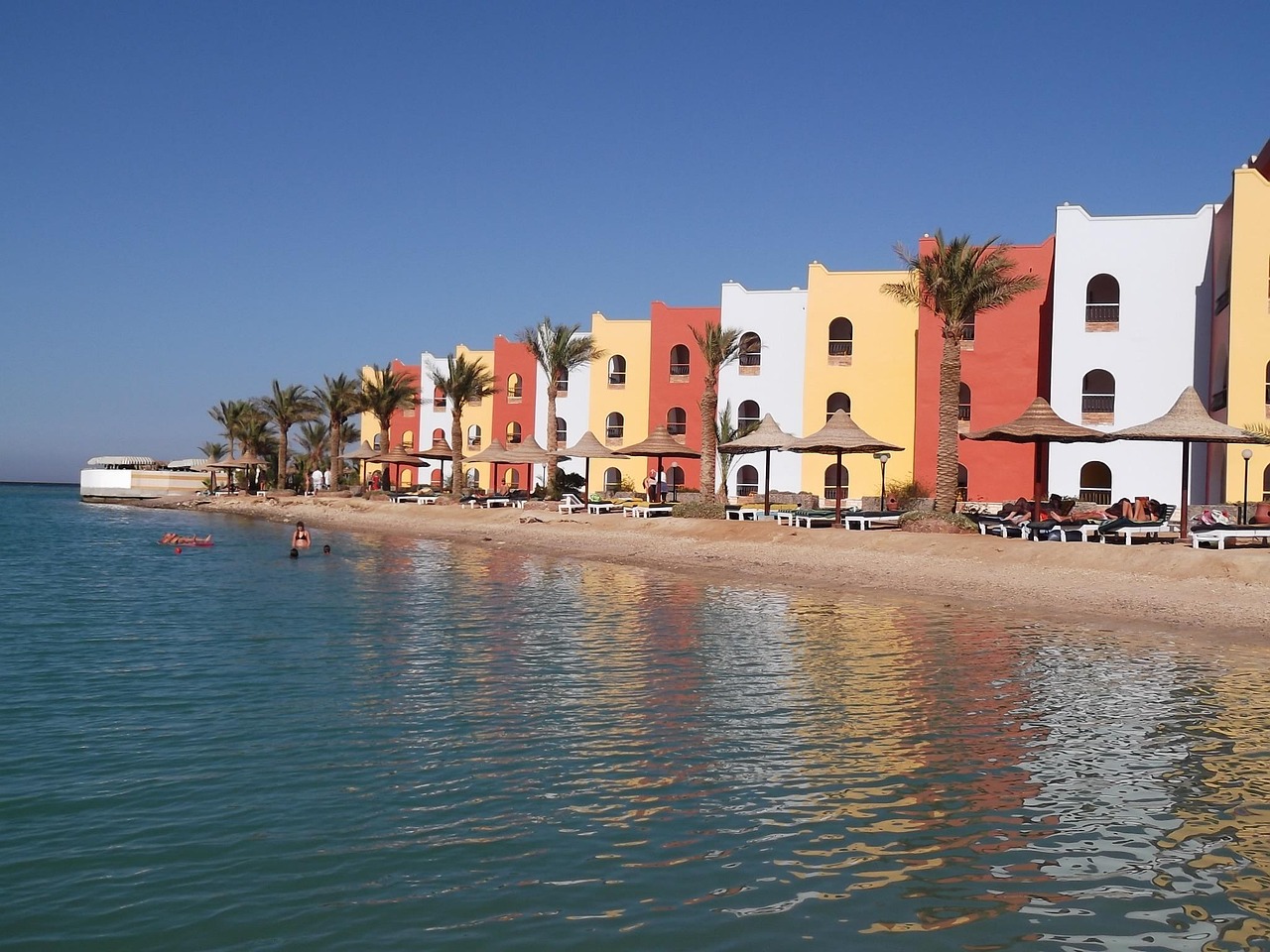 summer, sun, nature, beach, abroad, landscape, sea, heaven, colourful houses, egypt, vacations